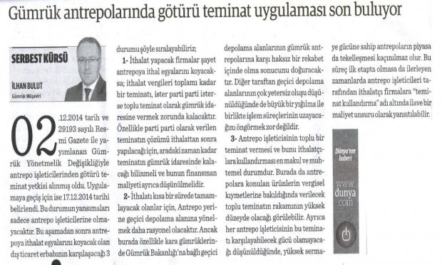 Gümrük antrepolarında götürü teminat uygulaması son buluyor