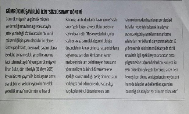 Gümrük müşavirliği için 'sözlü sınav' dönemi