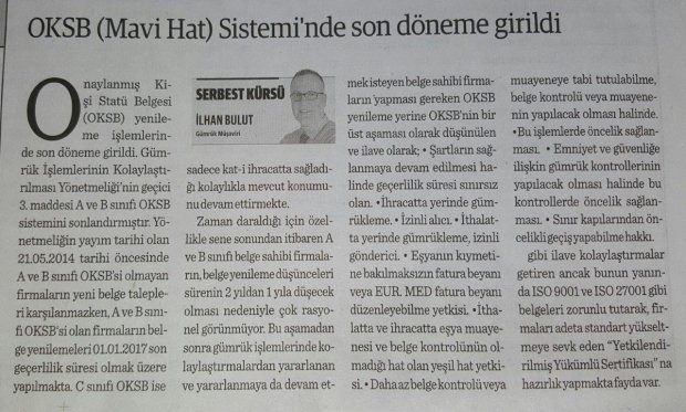 OKSB (Mavi Hat) Sistemi'nde son döneme girildi  