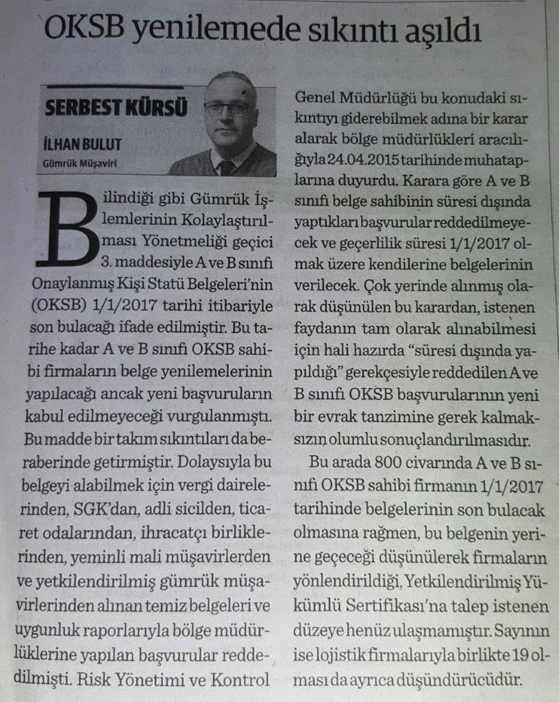 Oksb Yenilemede Sıkıntı Aşıldı   