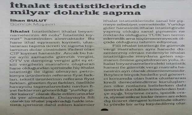 İthalat istatistiklerinde milyar dolarlık sapma